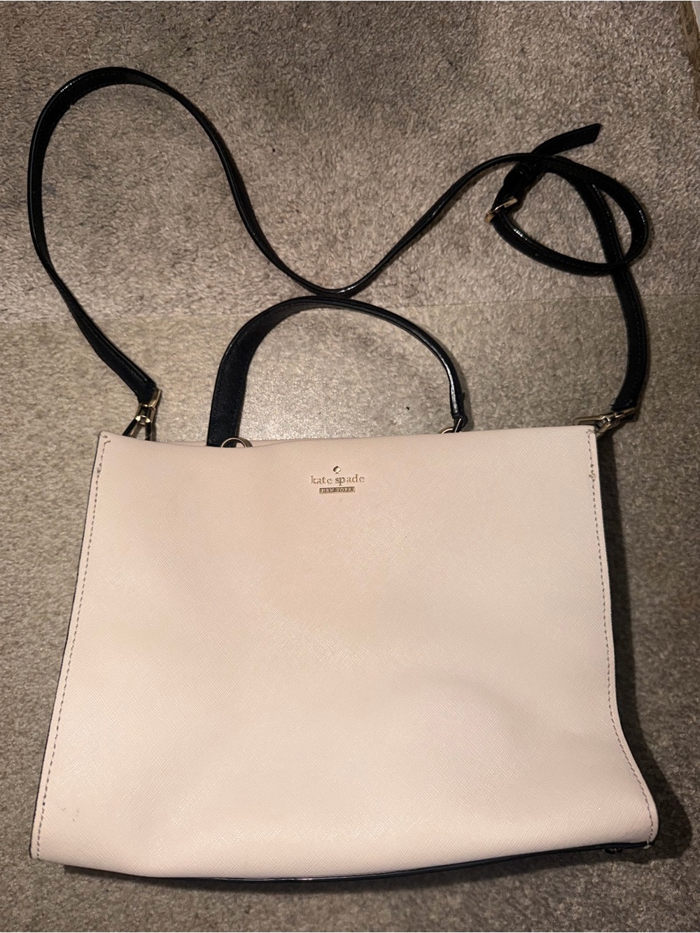 kate spade Blush Pink Satchel with Black Trim and Strap